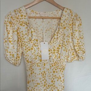 Floral Print Maxi Dress - Cream and Yellow